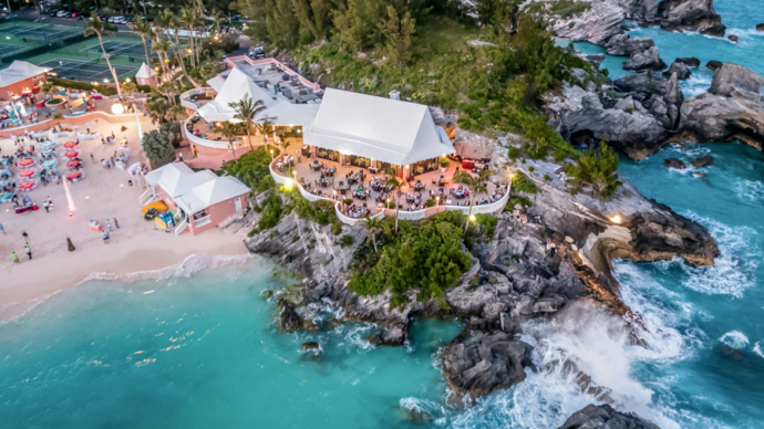 the beach from the air at the Fairmont Southampton in Bermuda