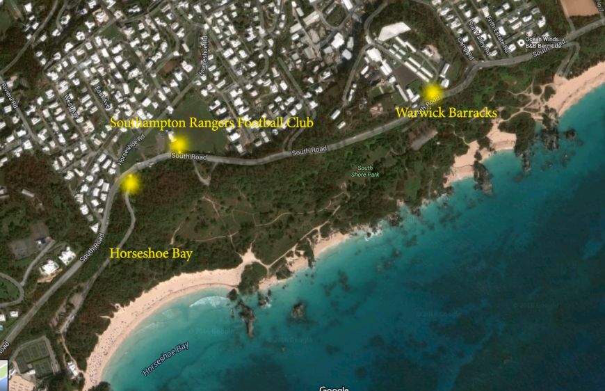 Map from Barracks to Horseshoe Bay